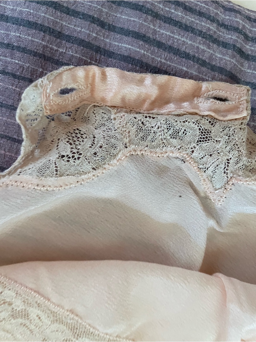 Vintage 1920s  Peachy Pink  Satin Lace Bandeau and Tap Pants Set - Picture 10 of 10